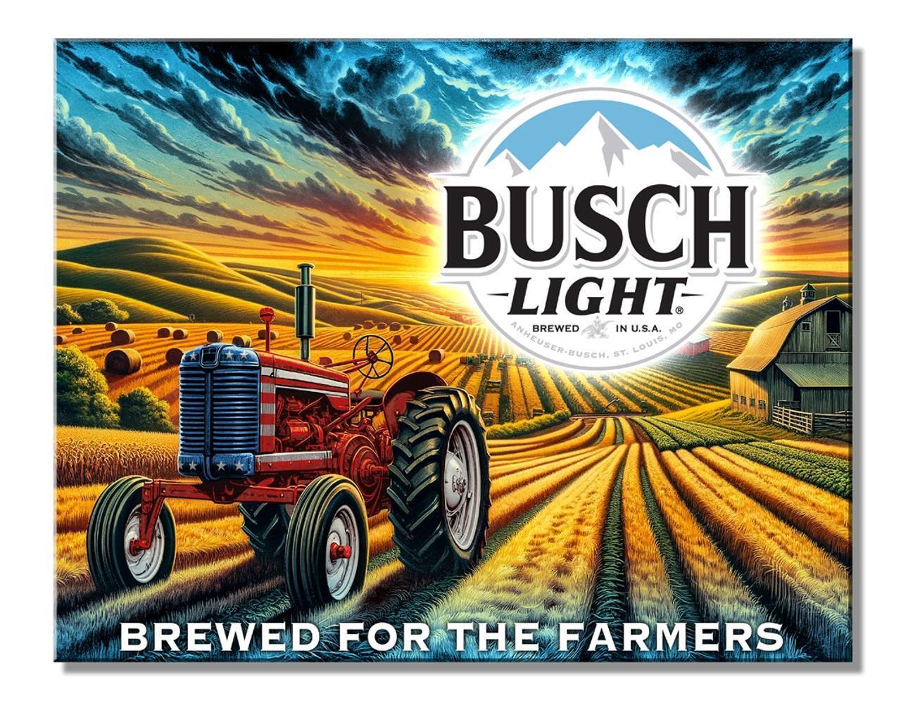 Busch Light For The Farmers Tractor Tin Metal Beer Bar Sign Made In The USA