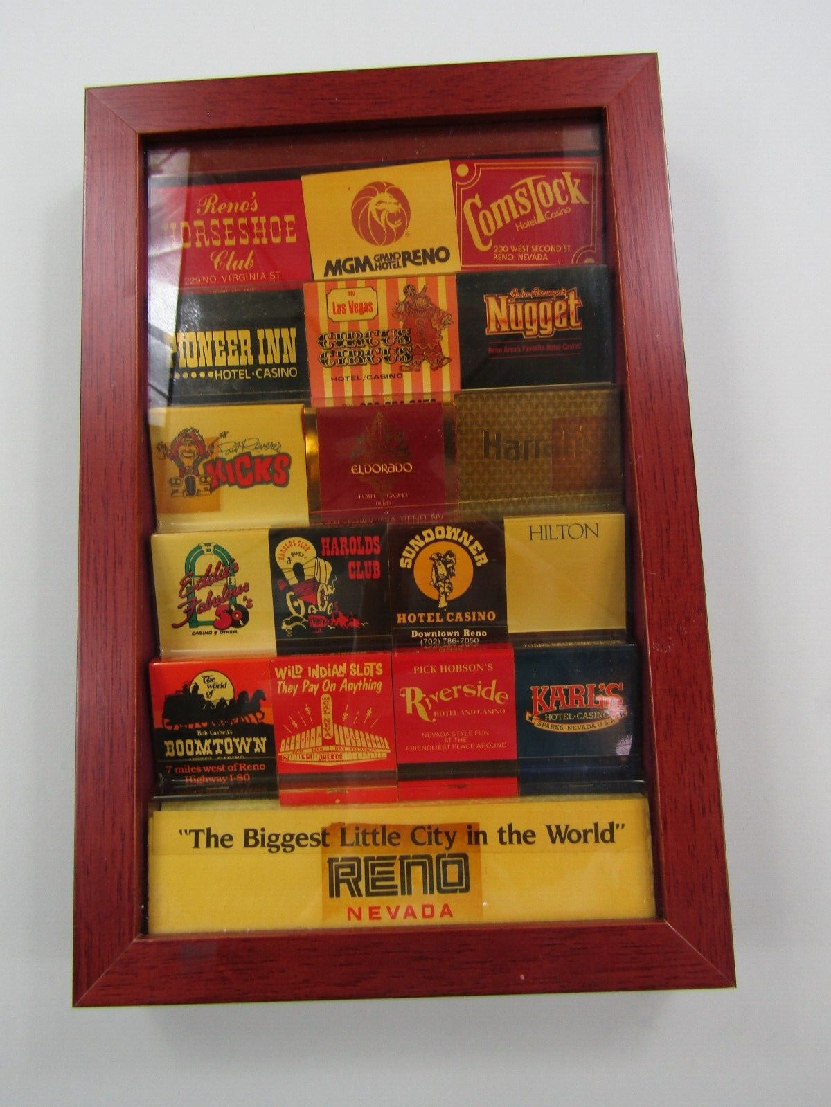 VTG Reno Nevada Framed Matchbook Collection The Biggest Little City in the World