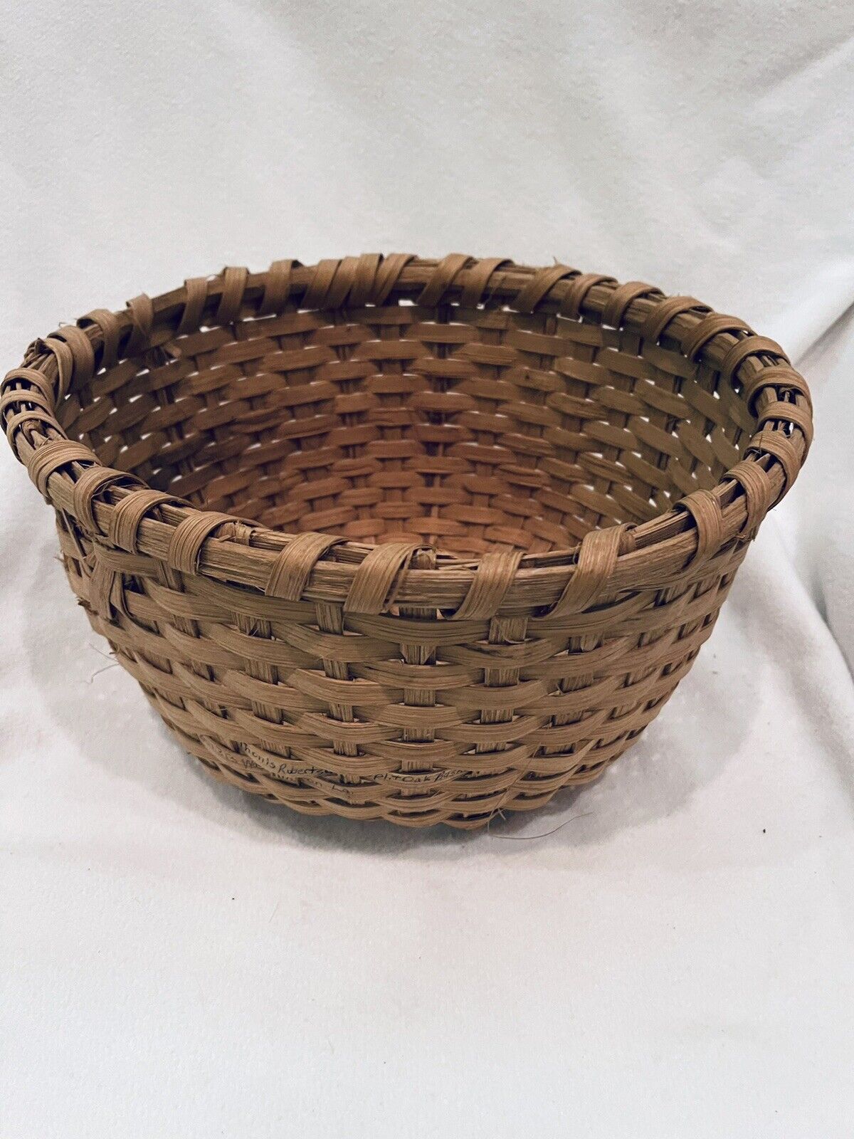 Antique Early 1900s Round Split Oak Nantucket Basket Handmade 12” Across 6” Tall