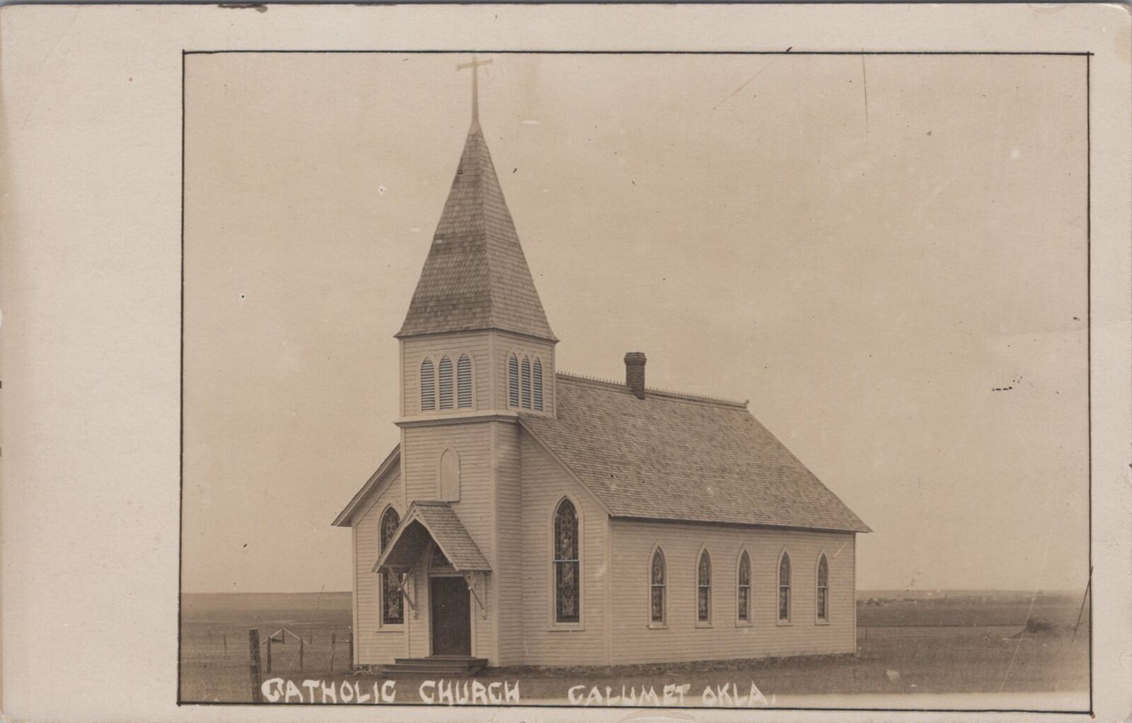 Catholic Church Calumet Oklahoma c1910s? RPPC Photo Postcard