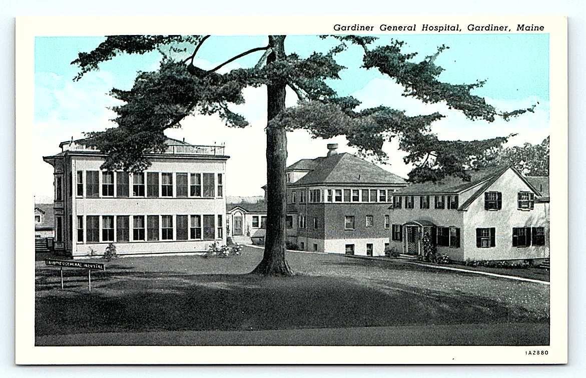 GARDINER, ME Maine ~ Gardiner GENERAL HOSPITAL  c1930s Curteich Postcard