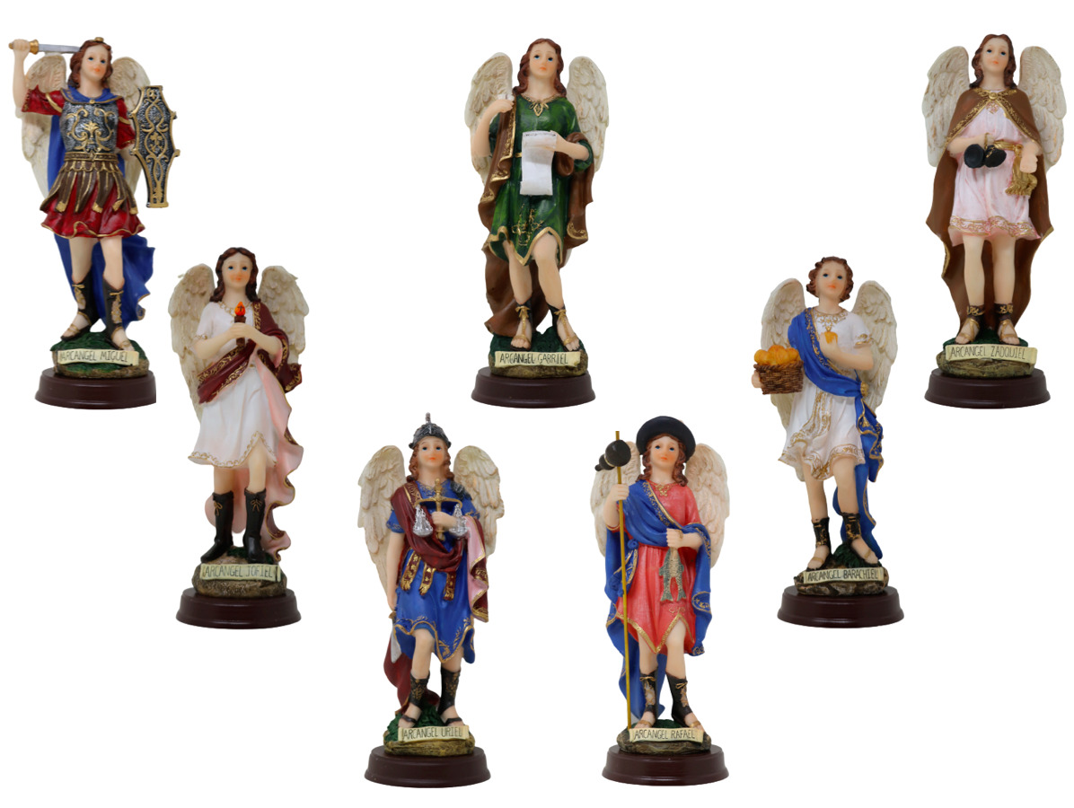 7 Arcangeles 8 Inch Set  Resin Figurines 2454 Archangels 7 Pcs Set