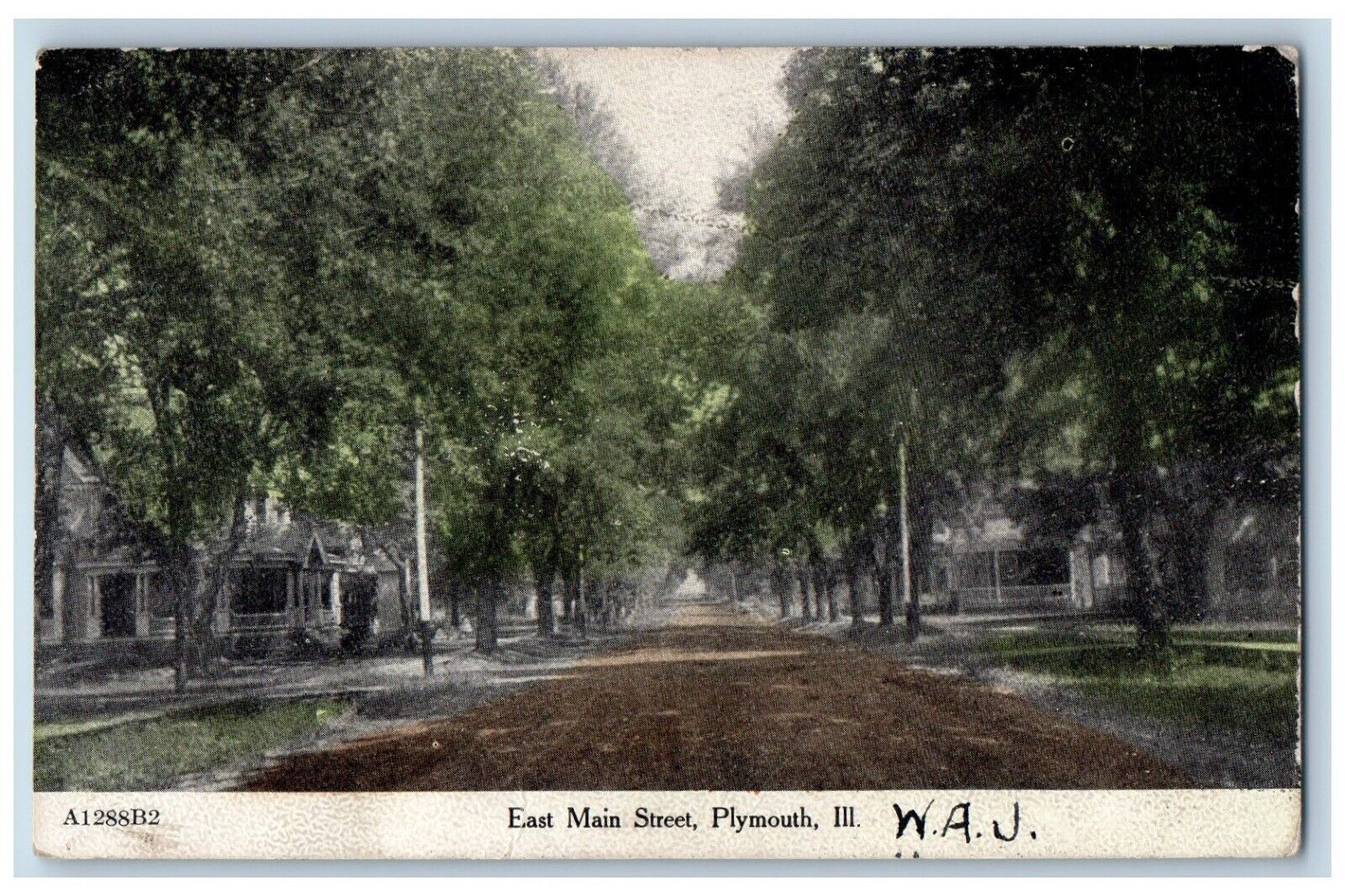Plymouth Illinois IL Postcard East Main Street Dirt Road Trees 1908 Antique
