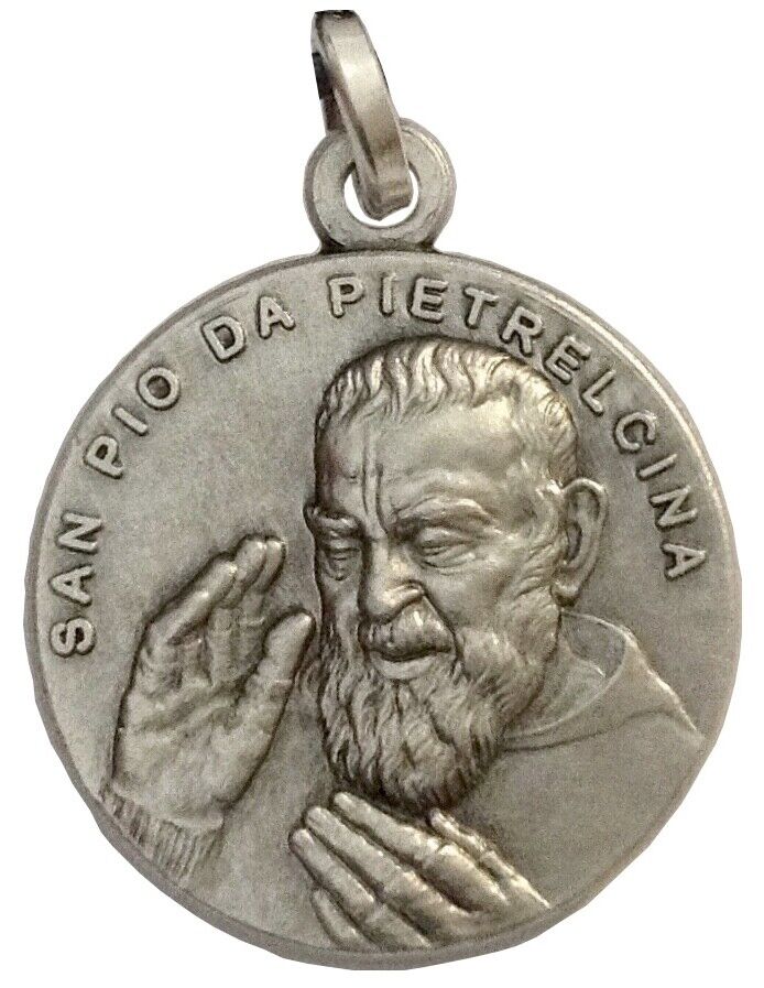 925 STERLING SILVER SAINT PIO OF PIETRELCINA ( PADRE PIO ) MEDAL - MADE IN ITALY