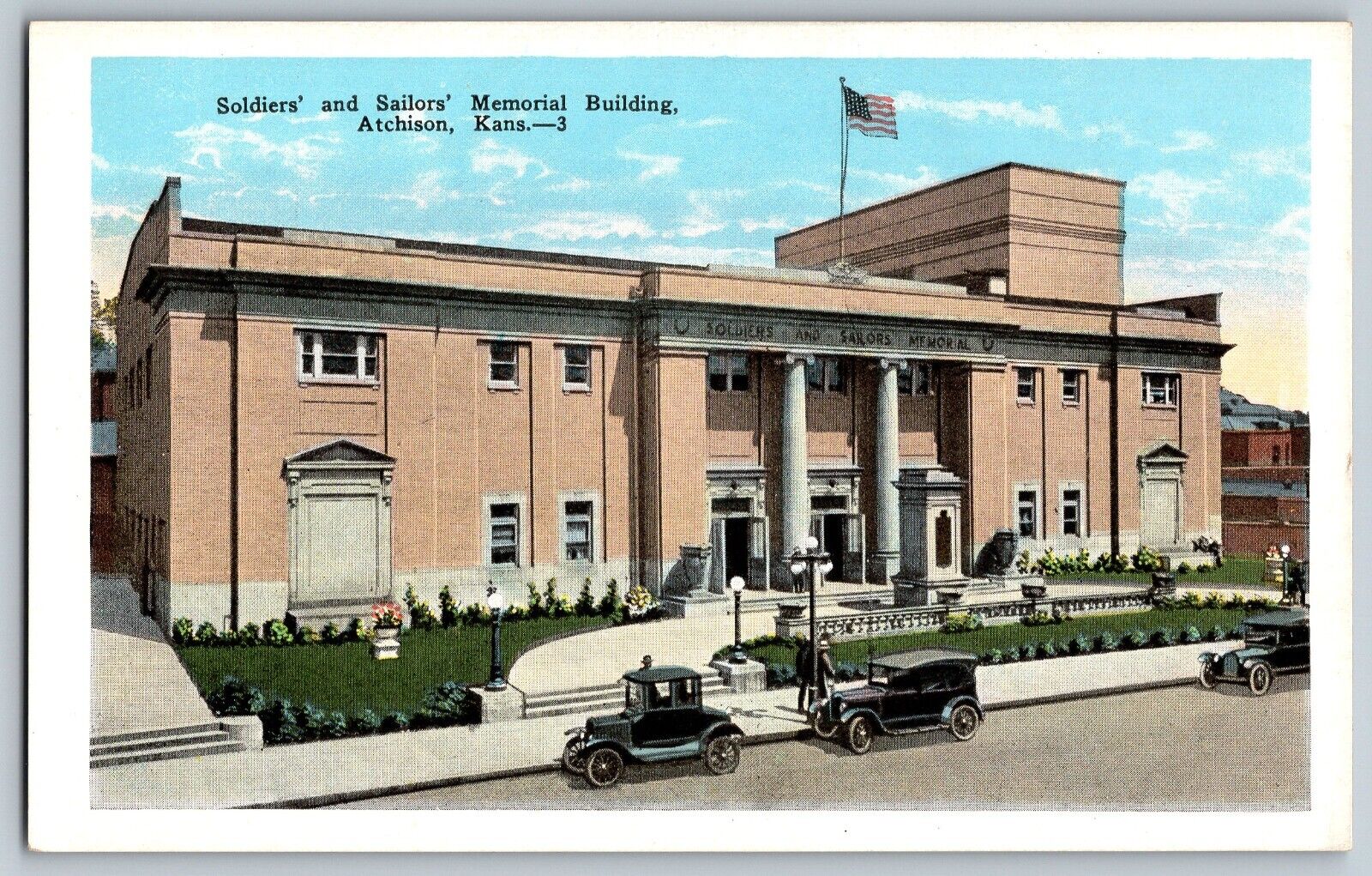 Atchison, Kansas KS - Soldiers & Sailors Memorial Building - Vintage Postcard