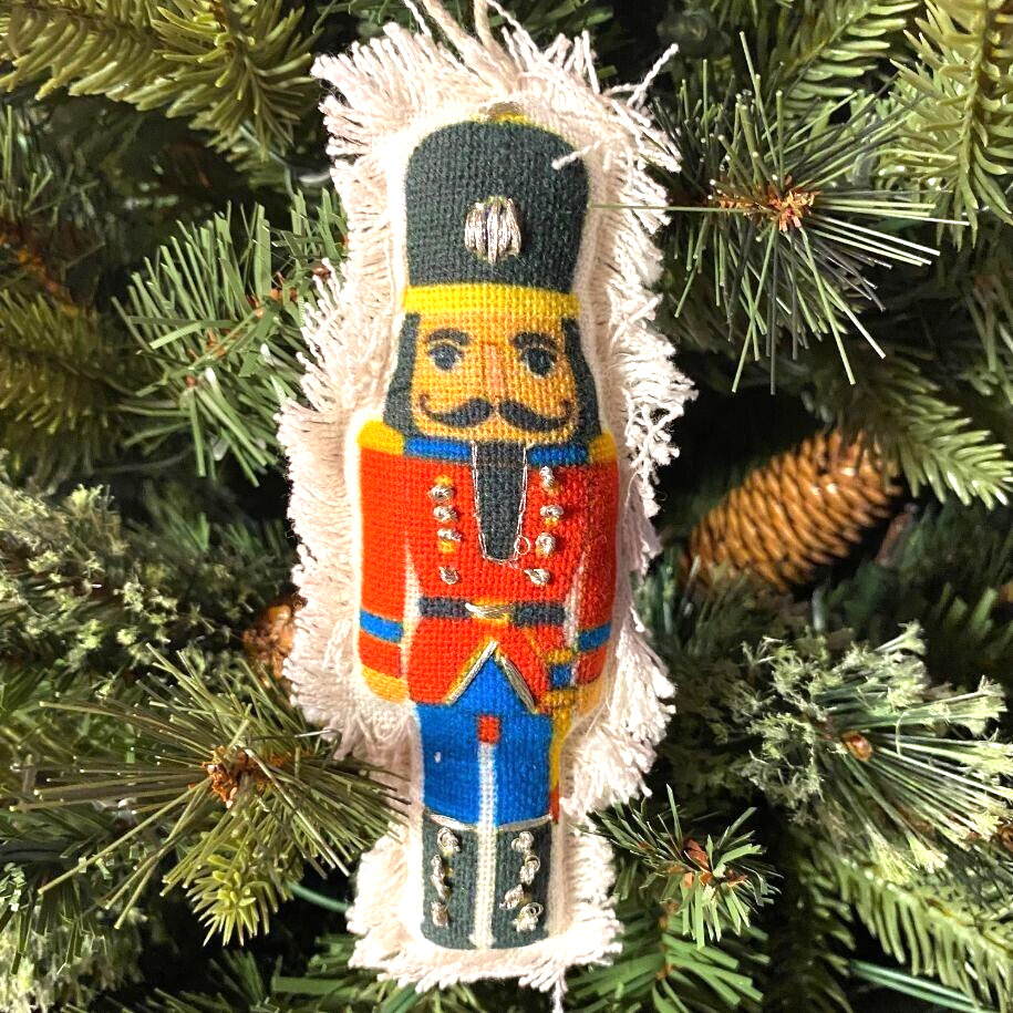 TWO'S COMPANY Silver Embroidery NUTCRACKER Soldier Christmas Ornament NWT New