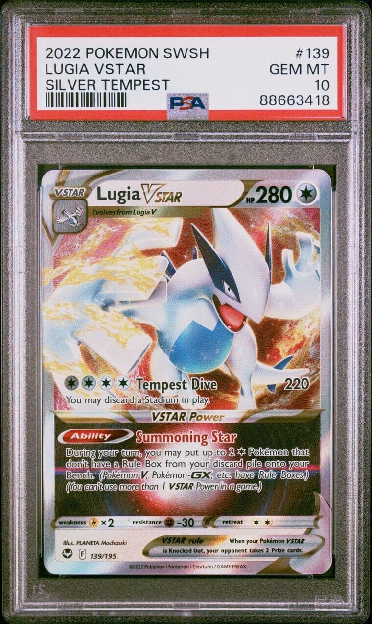 PSA 10 Lugia VSTAR 139/195 Silver Tempest  Full Art Pokemon Card 2022