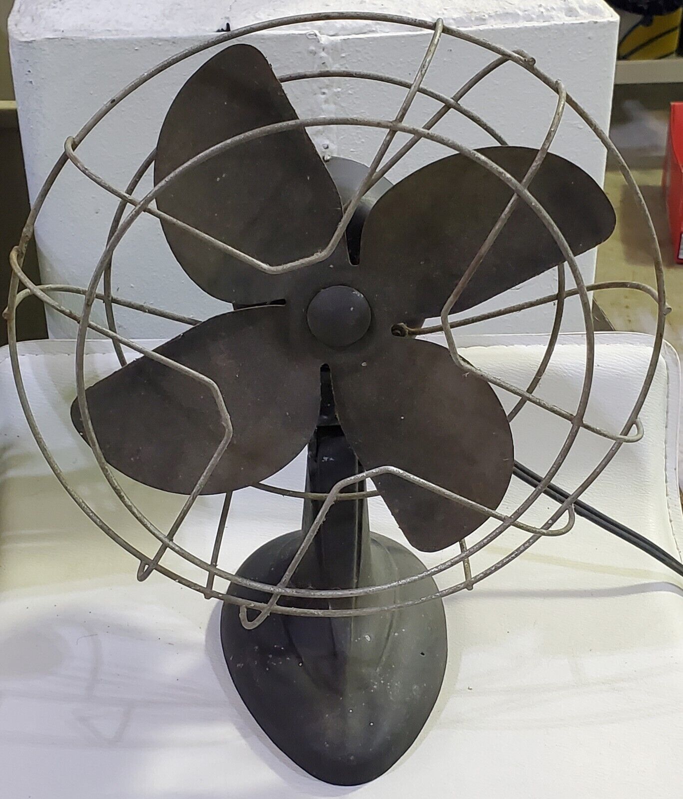 Montgomery Ward Fan Art Deco Industrial Electric Antique Vtg Desk Black READ