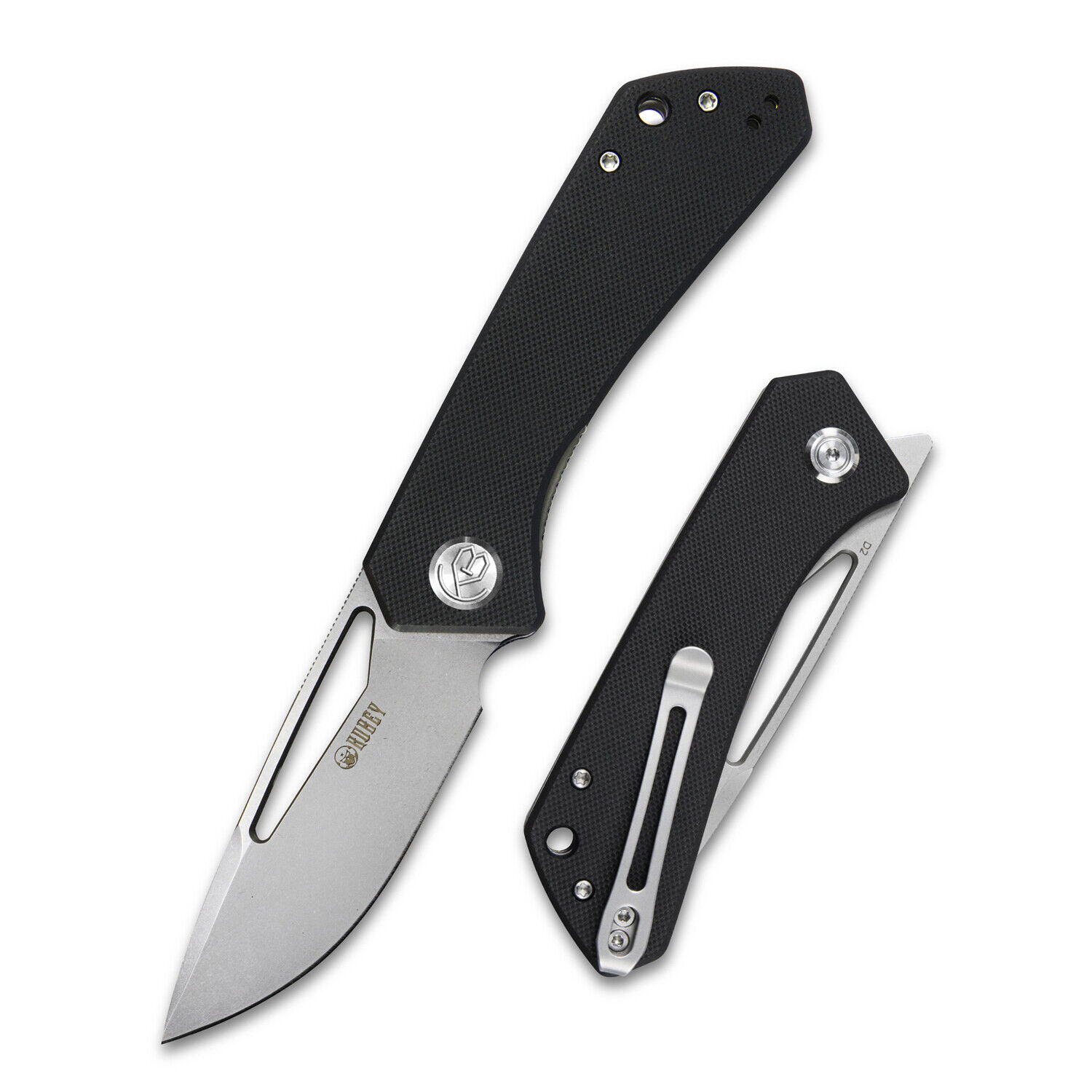 KUBEY Thalia Pocket Knife, D2 Blade Front Flipper Thumb Open Utility Knife