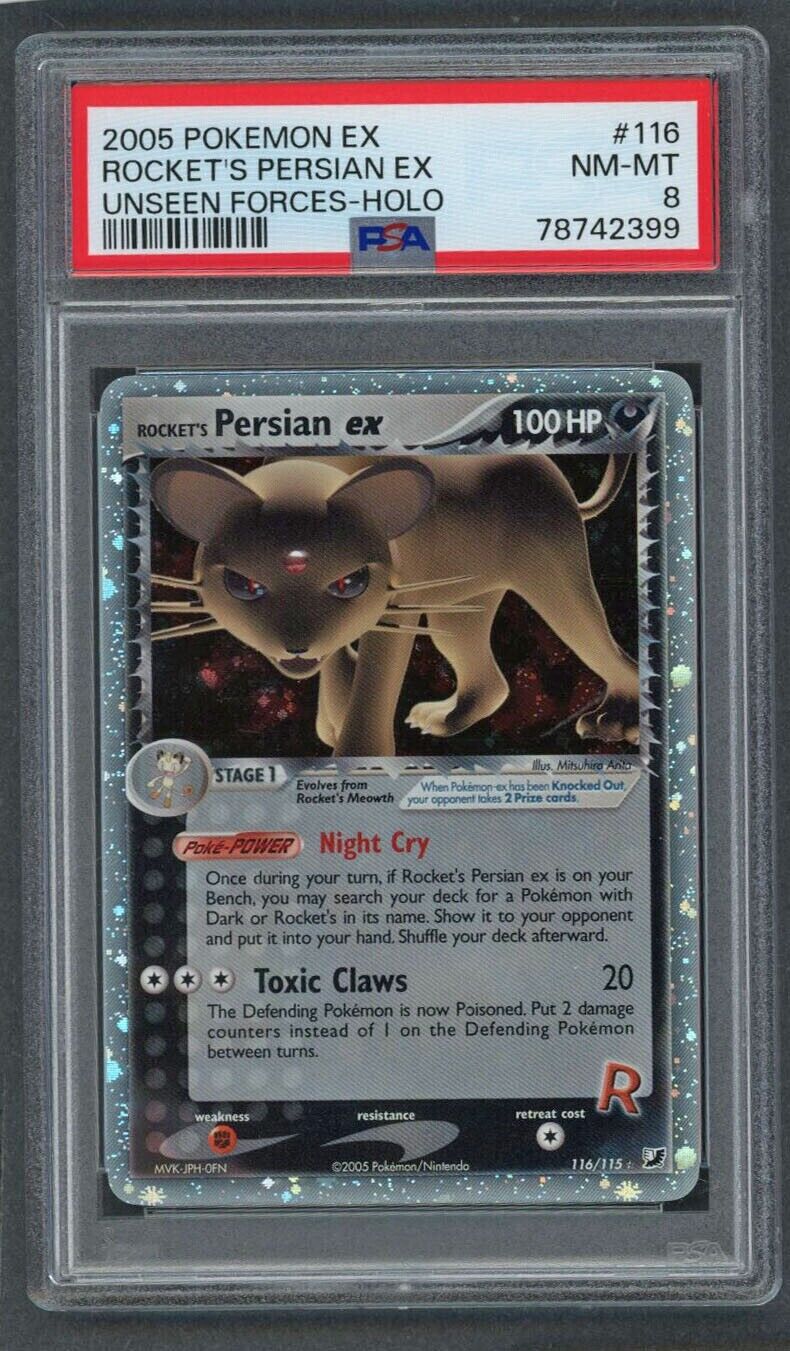 Pokemon Card - PSA 8 Rocket's Persian EX 116/115 - EX Unseen Forces - NM-MT PSA8