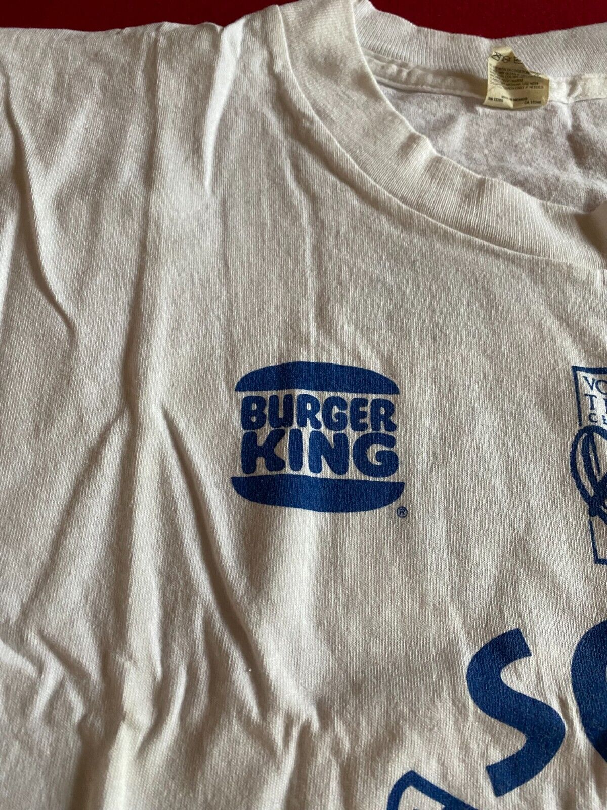 1980\'s, Burger King, White Sponsor T-Shirt (Large) Scarce / Vintage
