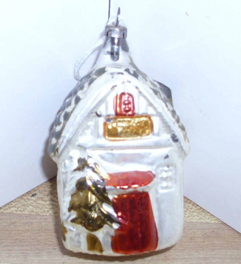 LARGE Antique  German Figural Glass  HOUSE Ornament
