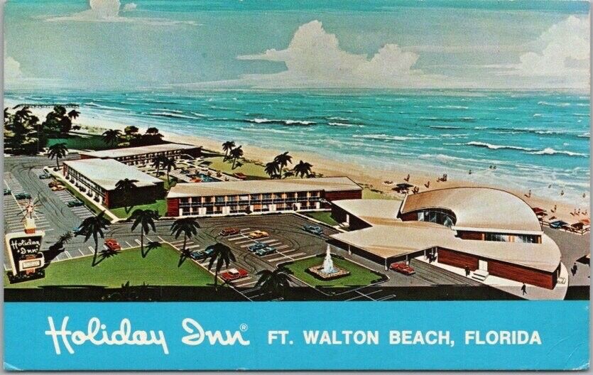 Fort Walton Beach, Florida Postcard HOLIDAY INN HOTEL Artist\'s Beach View / 1973