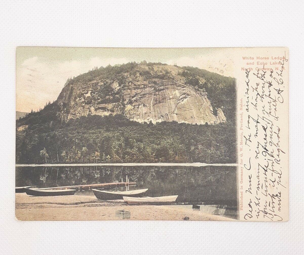 White Horse Ledge Echo Lake North Conway NH Postcard Posted 1906