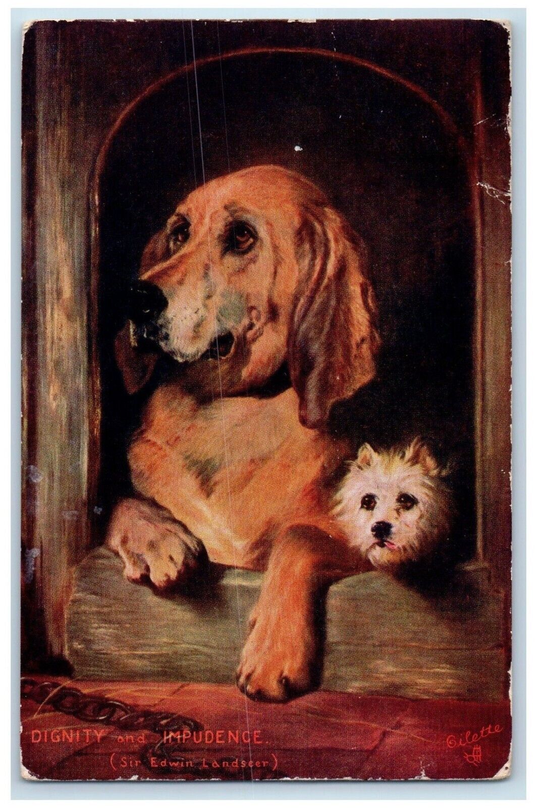 c1910\'s Dignity And Impudence Dog Puppy Oilette Tuck\'s Posted Antique Postcard