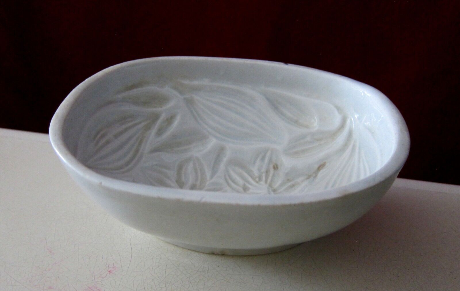Antique 19c Ironstone  Jelly / Pudding Mold  Lily Flower pattern