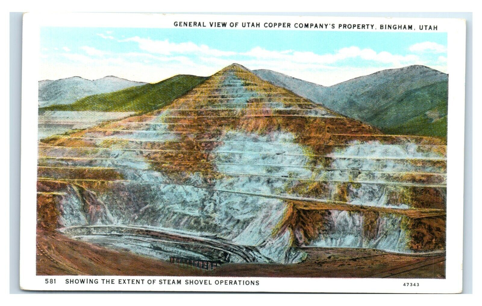 Postcard Utah Copper Company\'s Property, Bingham UT minerals stamp E26