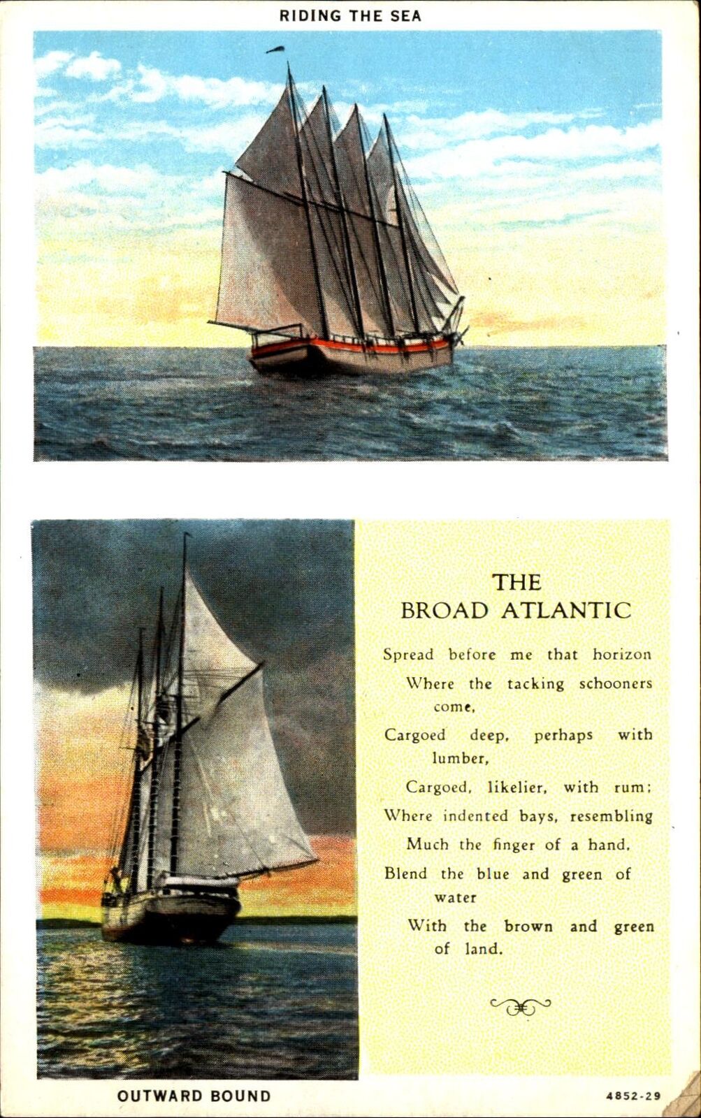 THE BROAD ATLANTIC~ocean poem~masted sailing ship~outward bound