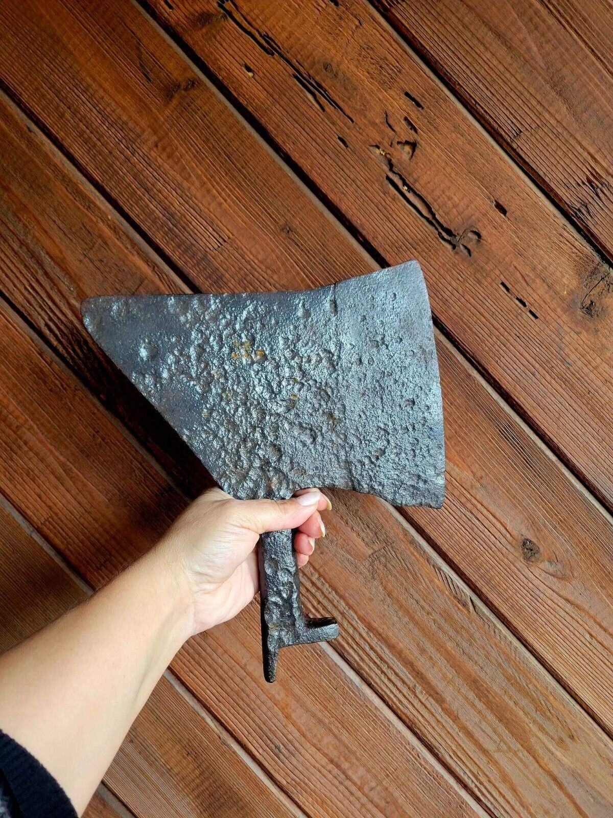 Antique Extremely Old Hand Forged Axe Edge Tool Food Chopper Cleaver or Knife 