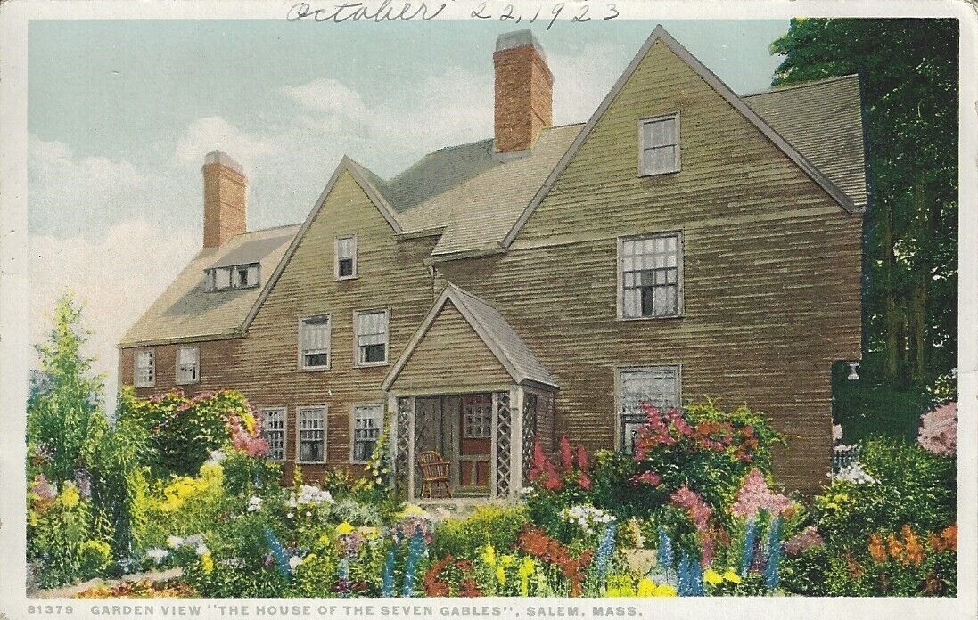 Postcard MA Garden View of the House of Seven Gables Salem, Massachusetts
