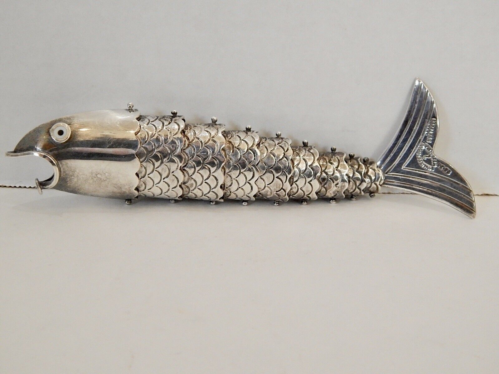 Emilia Castillo Articulated Silverplate Figural Fish Bottle Opener