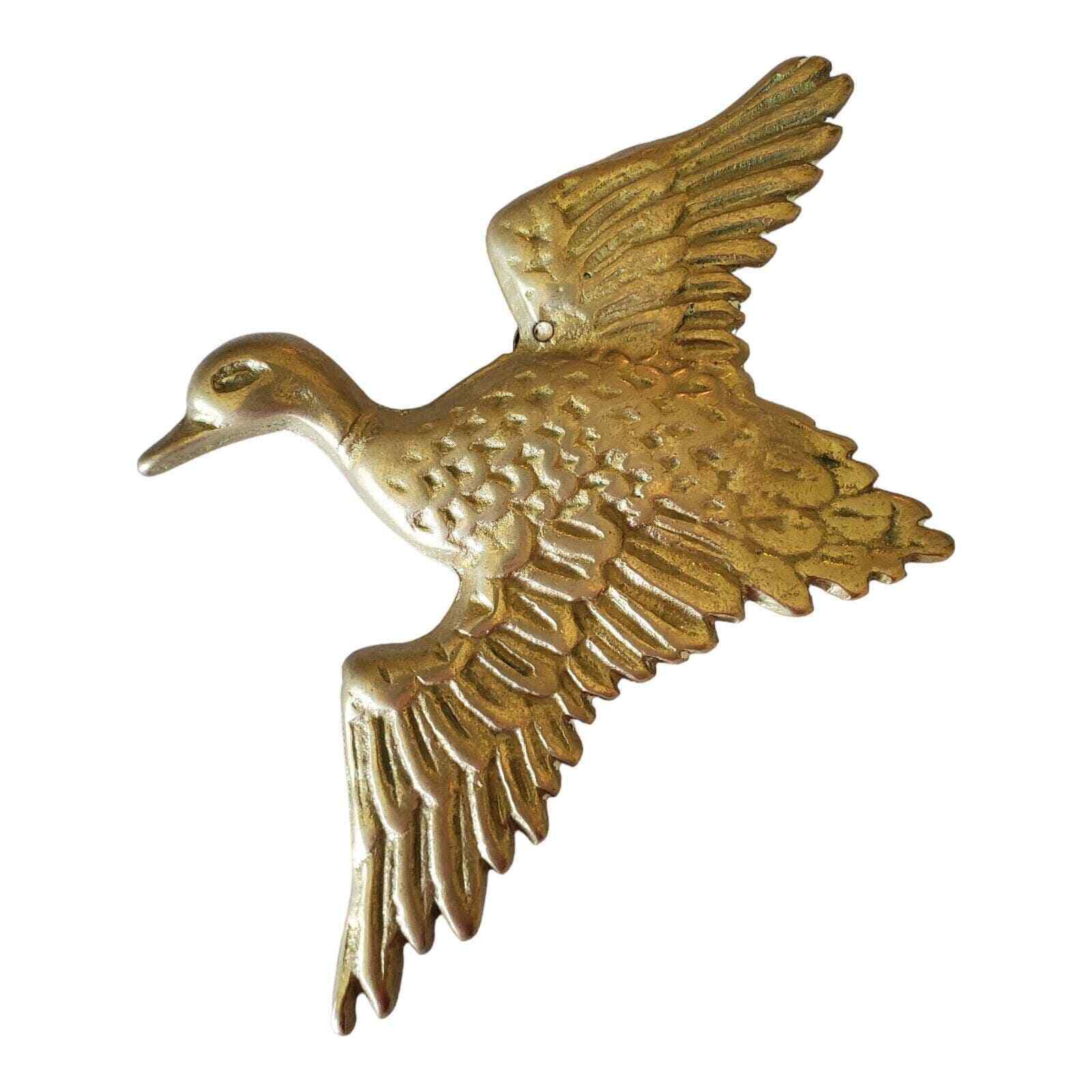 Vintage Brass Flying Bird Duck Goose with Hook for Hanging 6 x 4.5 in