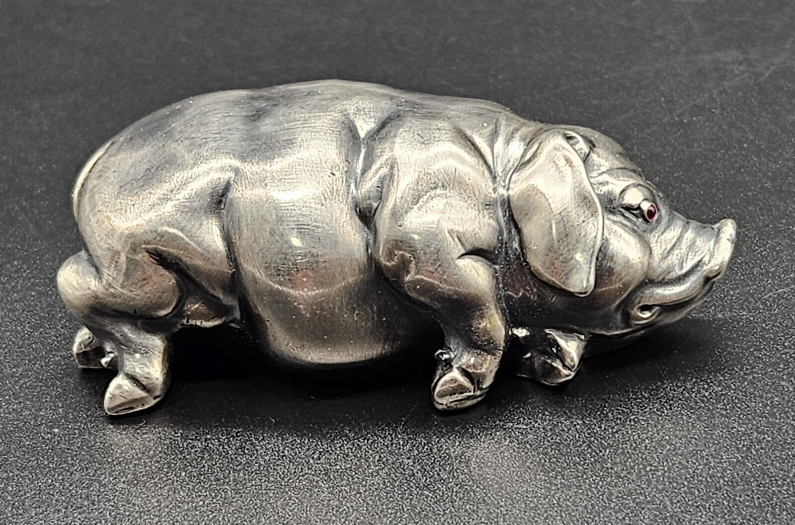 Antique Silver Lying Pig with Ruby Set Eyes by Carl Faberge Imperial Russia 1908