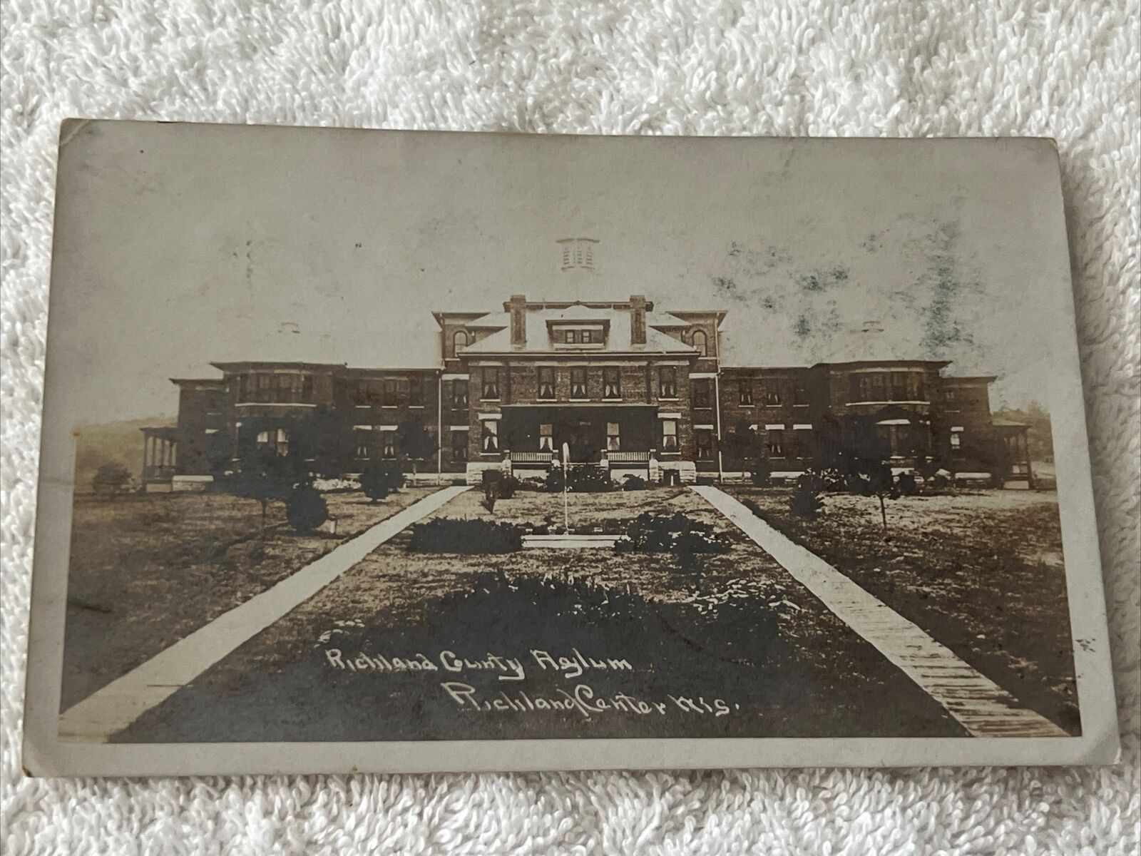 1908 RPPC Insane Asylum in Richland Center, WI Real Photo Postcard