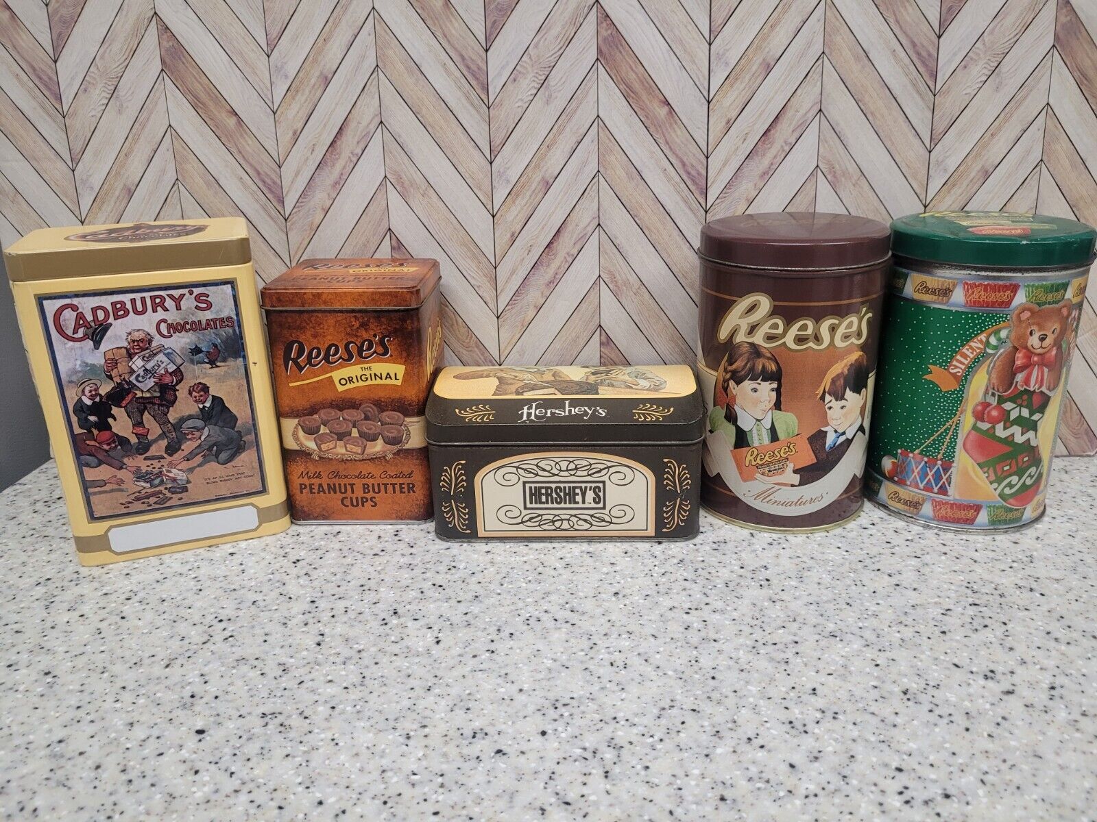LOT Of 5 Vintage Candy Metal Tins Decorative