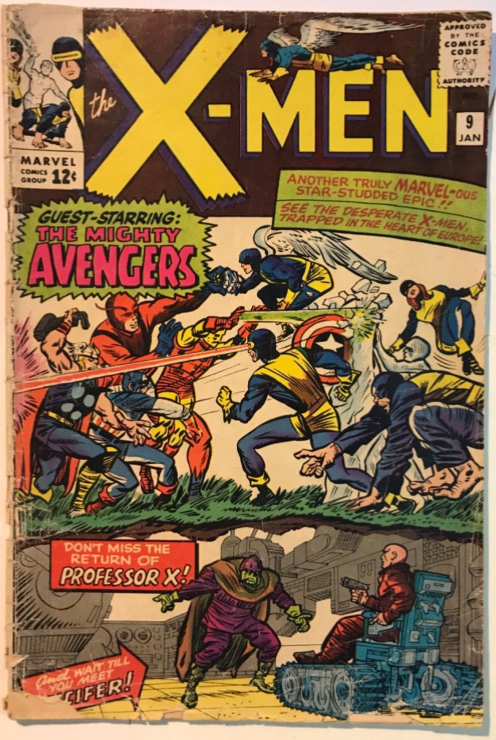 X-Men 9 1965 Marvel Silver age Mega Key 1st Meeting Plus battle Avengers X men
