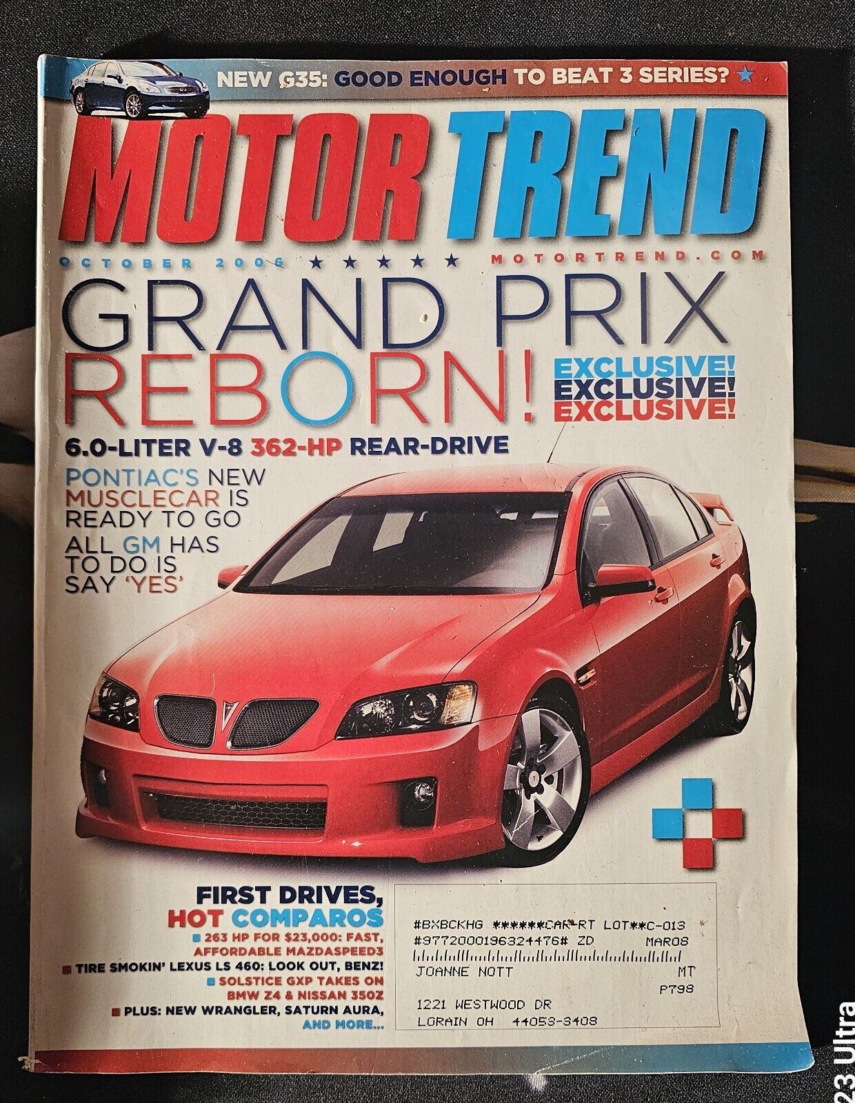 Motor Trend Oct 2006 - New Grand Prix, Saturn Aura, Solstice