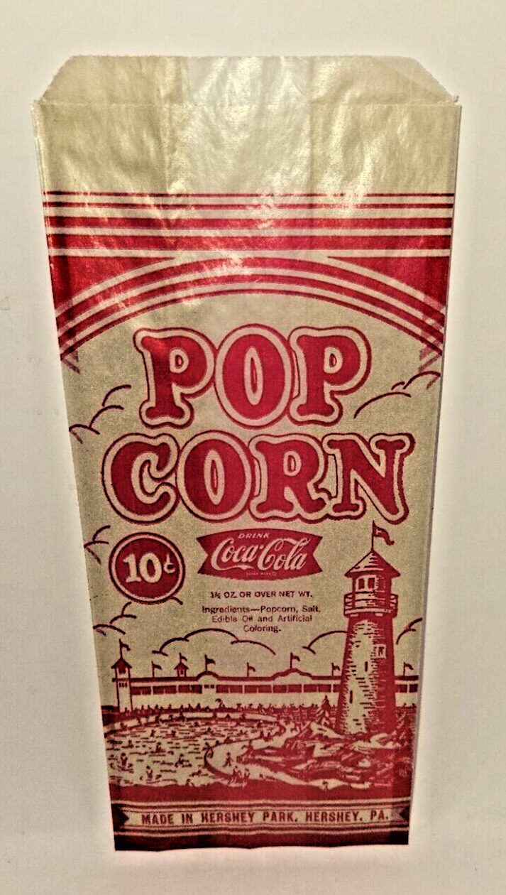 VINTAGE 1940\'s Coca-Cola Popcorn Bag Hershey Park, Hershey Pennsylvania wax