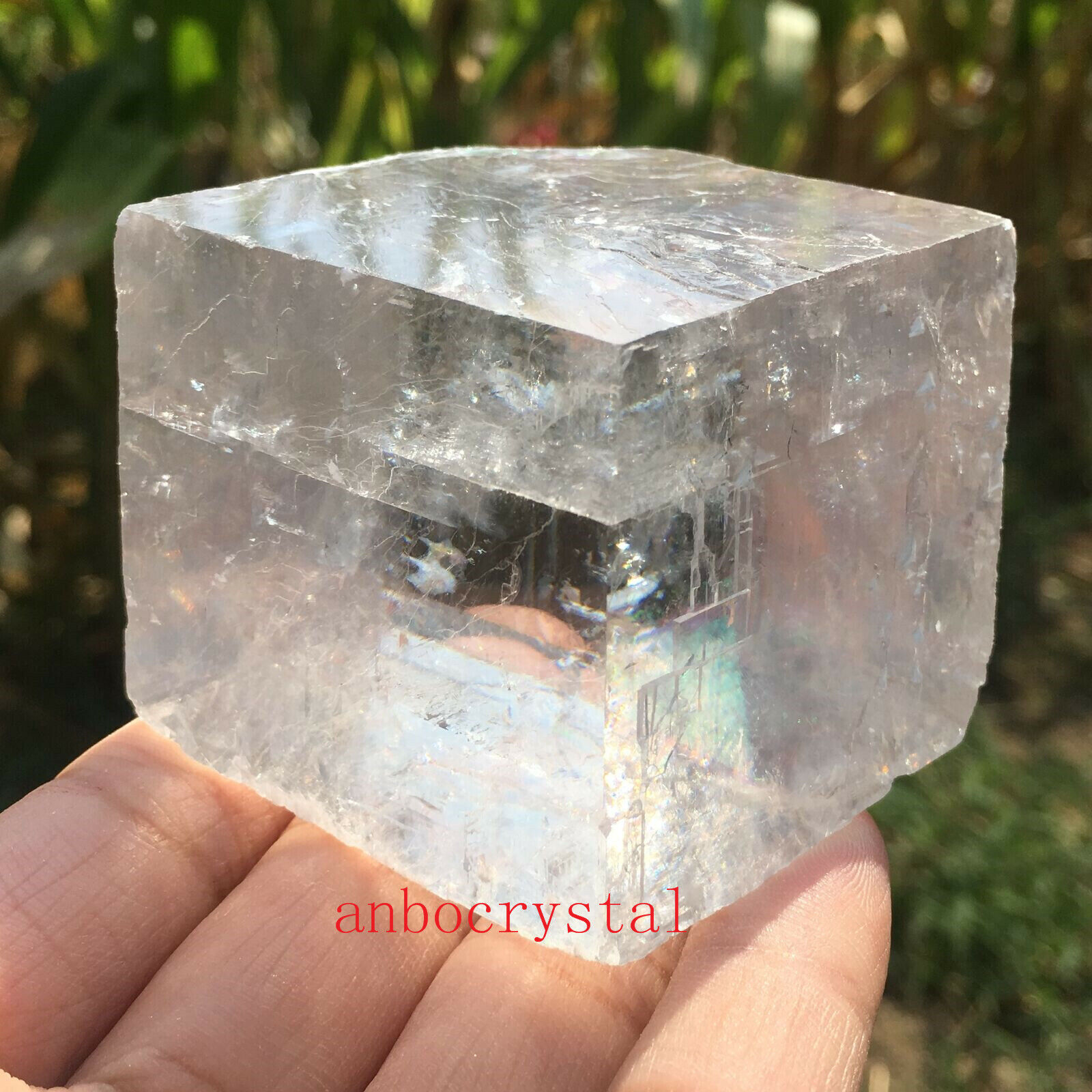 100g+Natural iceland spar  crystal mineral Teaching specimen 1PC