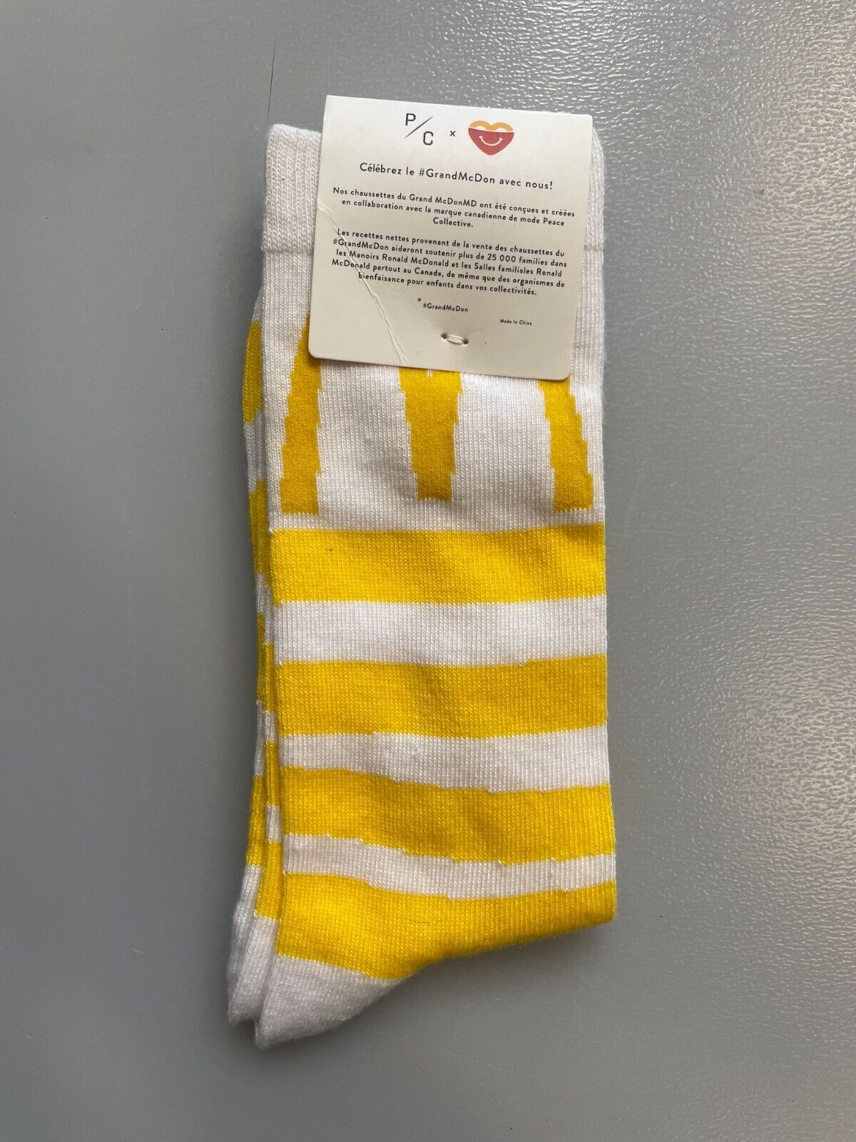 2022  McDonalds P/C McHappy Day Fry-Yay Socks Yellow White - OS RARE