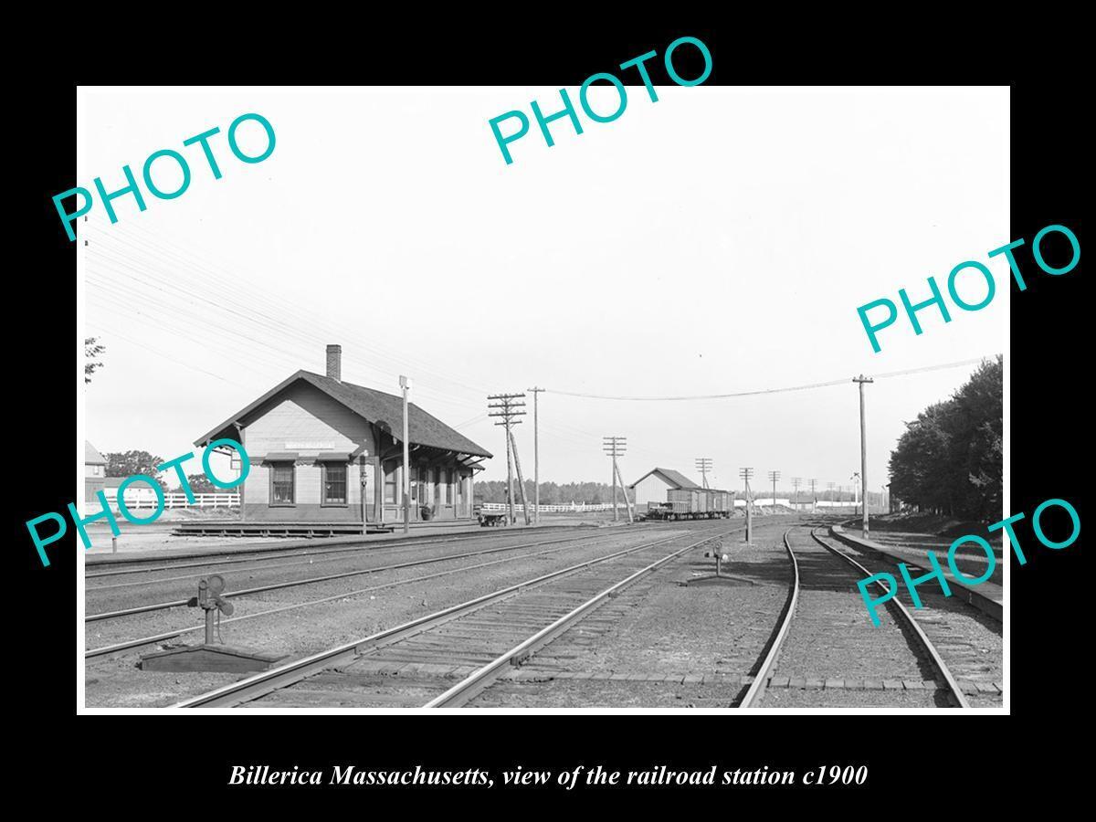 OLD LARGE HISTORIC PHOTO OF BILLERICA MASSACHUSETTS THE RAILROAD STATION c1900