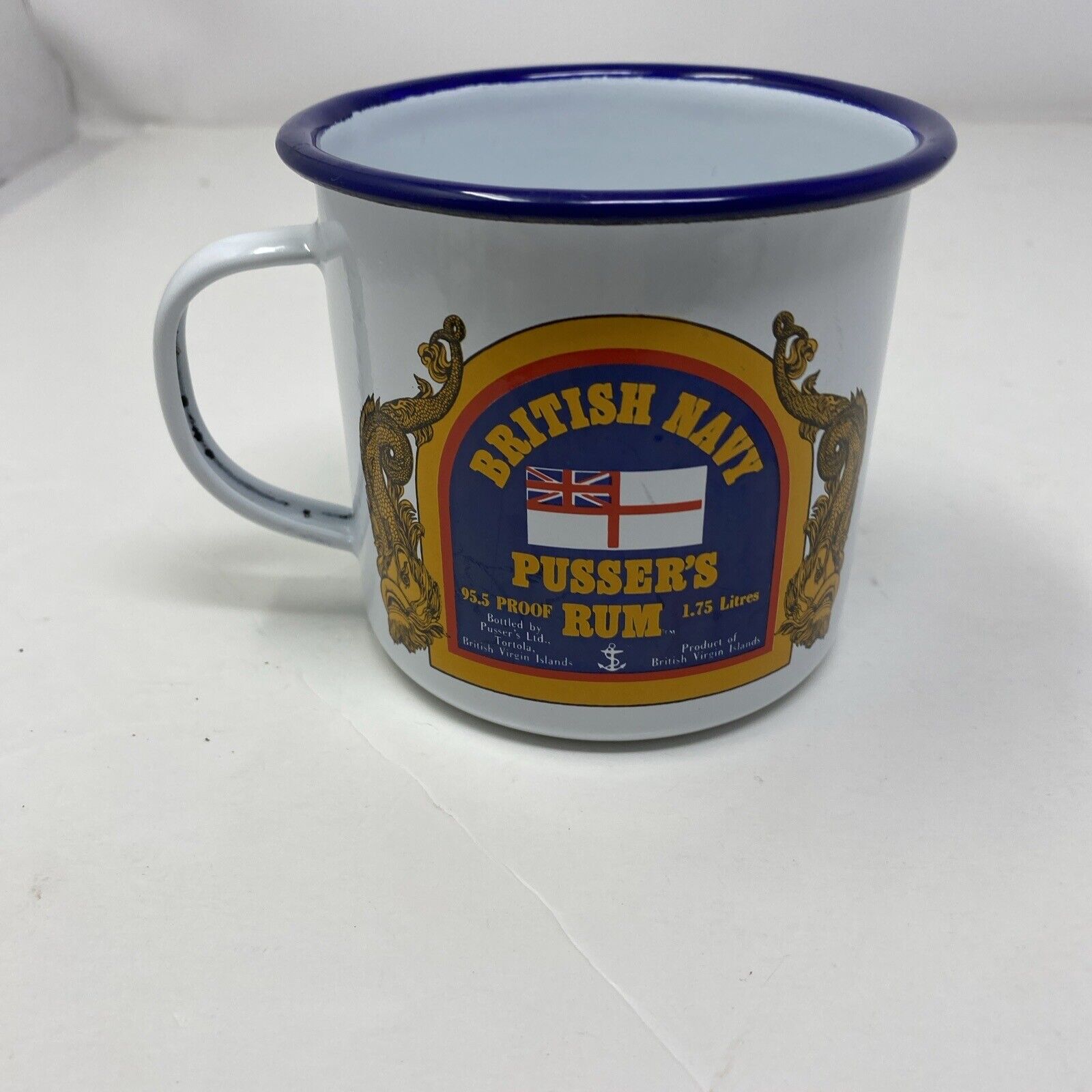 British Navy Pusser\'s Rum Mug Traditional Nautical Ship Tin Cup 3 1/2\