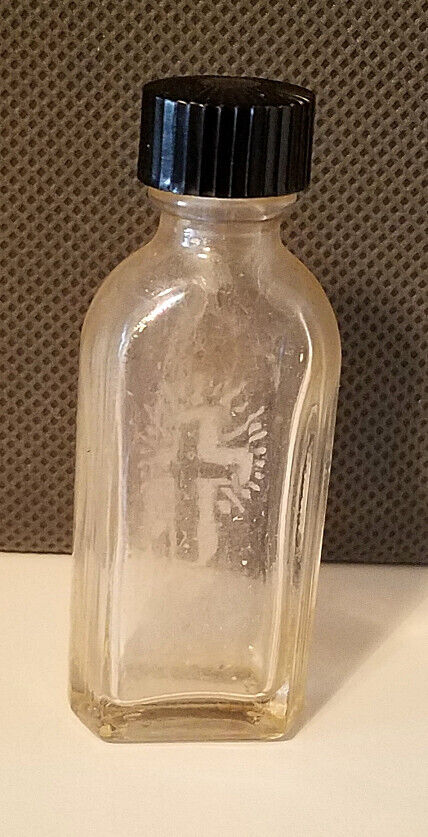 🌟 VINTAGE GLASS HOLY WATER BOTTLE  CROSS WITH CAP CATHOLIC