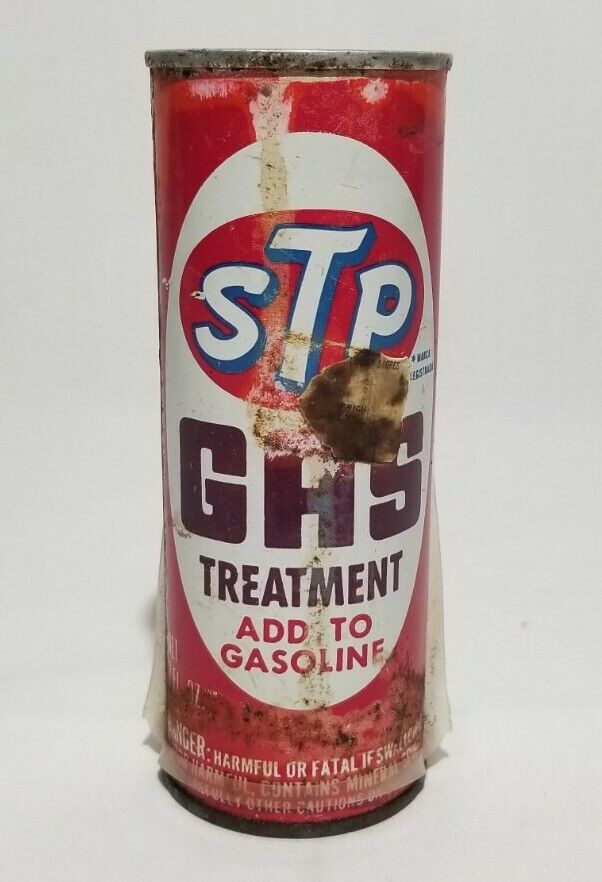 VINTAGE STP SUPER PREMIUM GAS TREATMENT ADD TO GASOLINE NOS SEALED TIN POP TOP