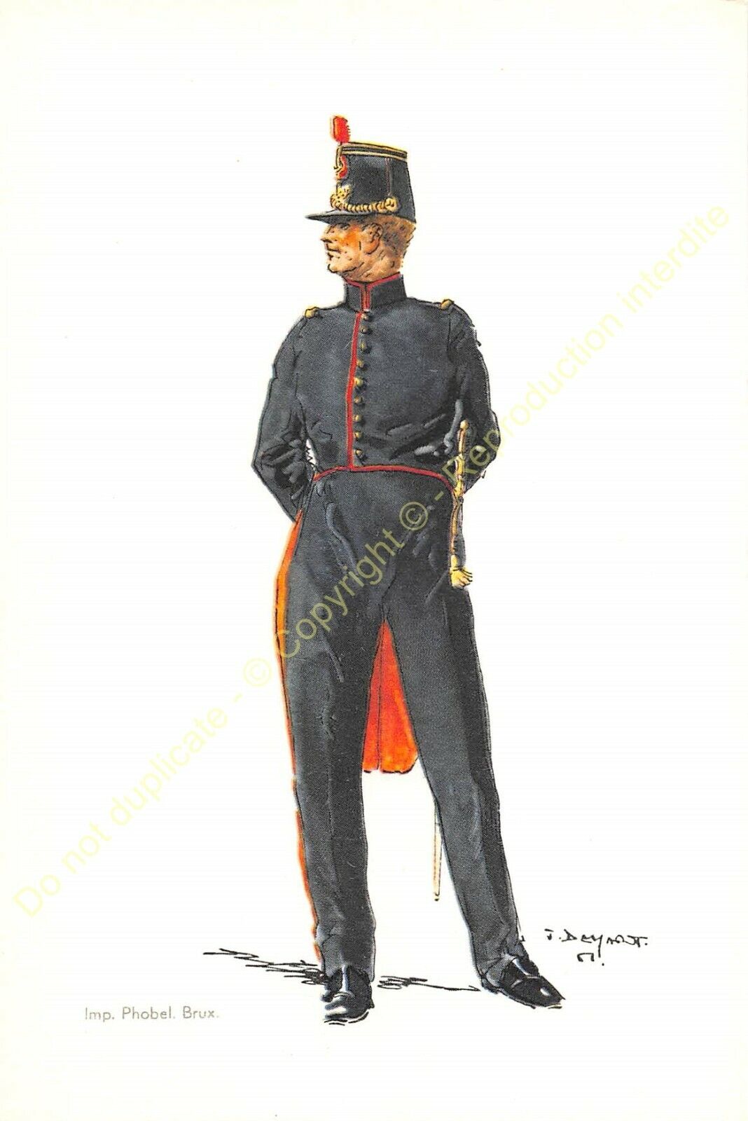 Illustration J.Demart Militaria Belgium School Military 1840