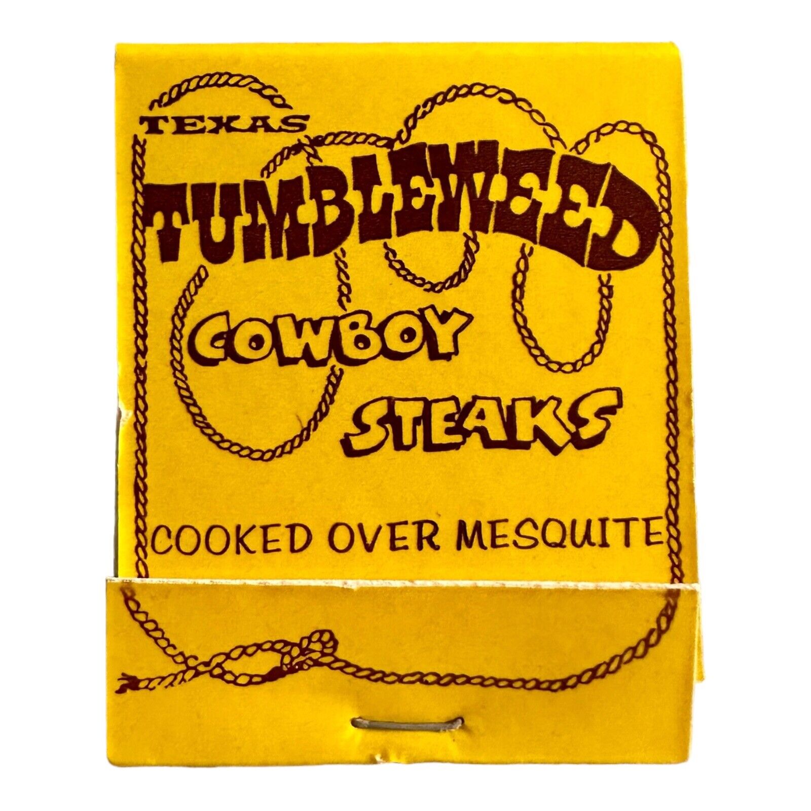 Vintage TEXAS TUMBLEWEED Cowboy Steaks Full Matchbook Match Unstruck Matches