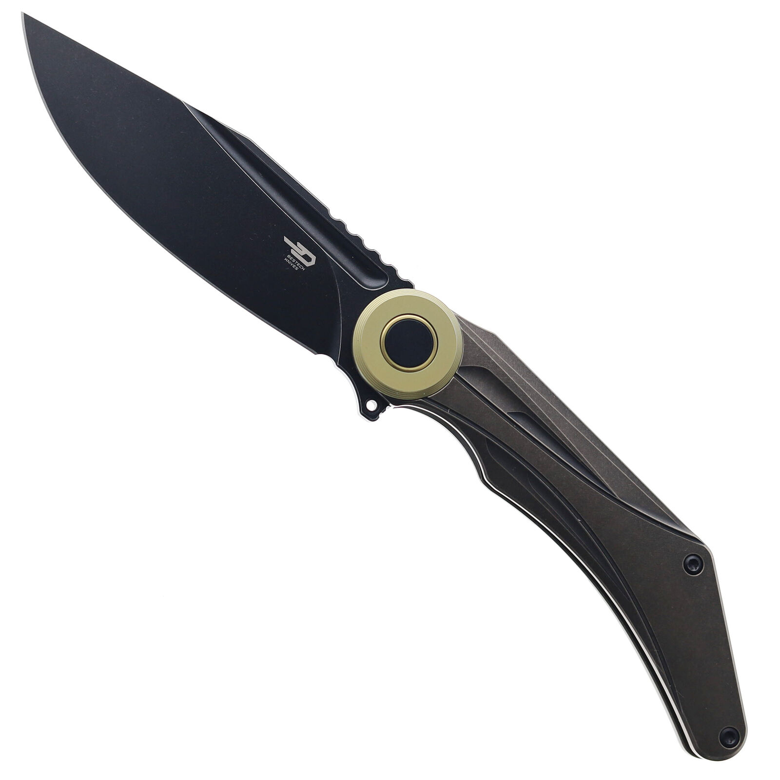 Bestech Seraph Folding Knife Black/Bronze Ti Handle M390 Plain Edge BT2403E