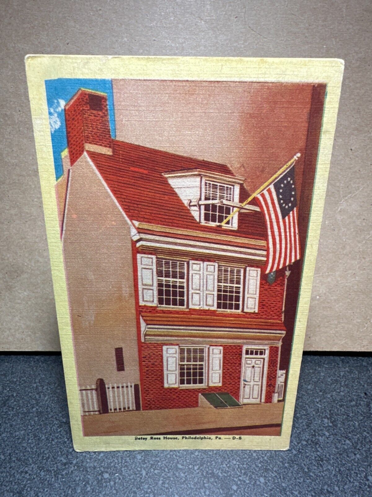 1776 Betsy Ross House Philadelphia PA Portrait Linen Unposted Postcard
