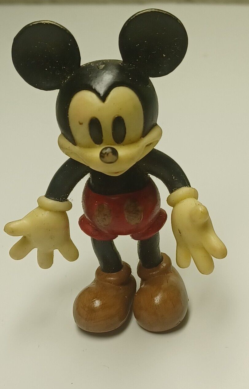 RARE Vintage Disney Classic Mickey Mouse Bendable Posable Rubber Keychain Figure