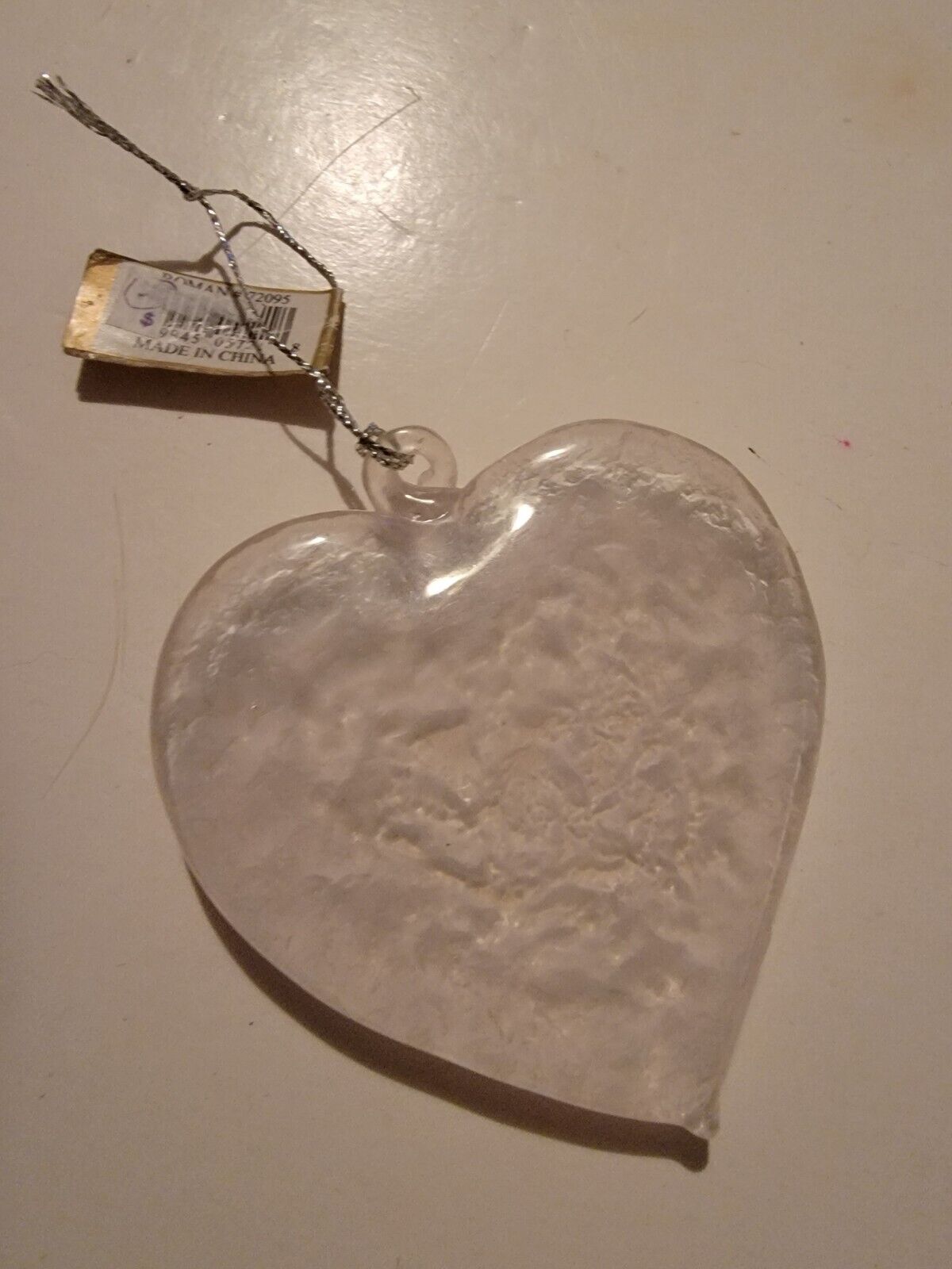 Roman Inc Glass Heart Ornament Clear Hanger Hanging Decor