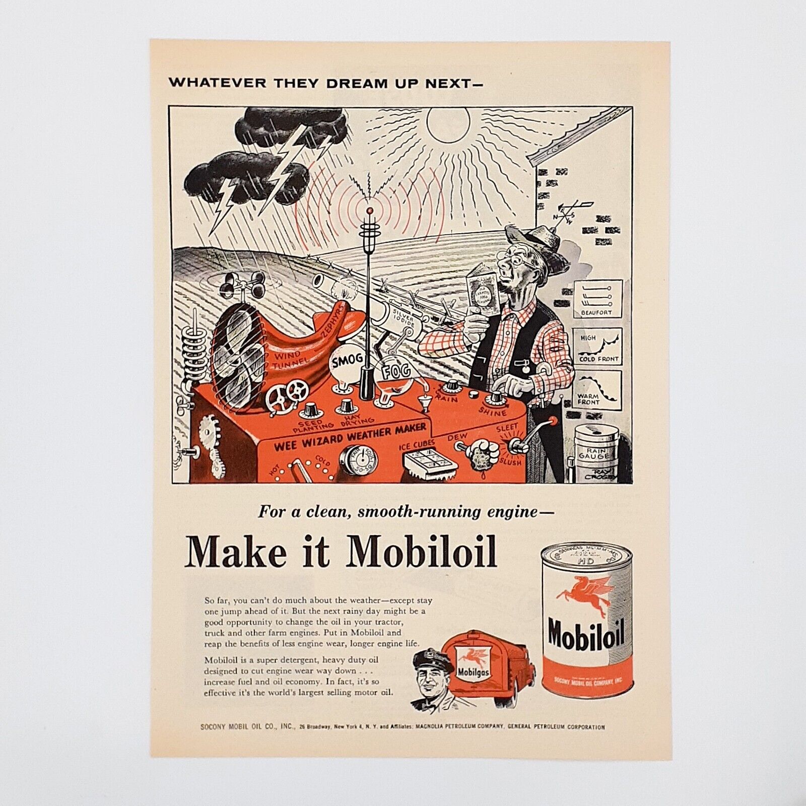 Mobil Oil ad vintage 1956 original Mobiloil  Mobil gas advertisement
