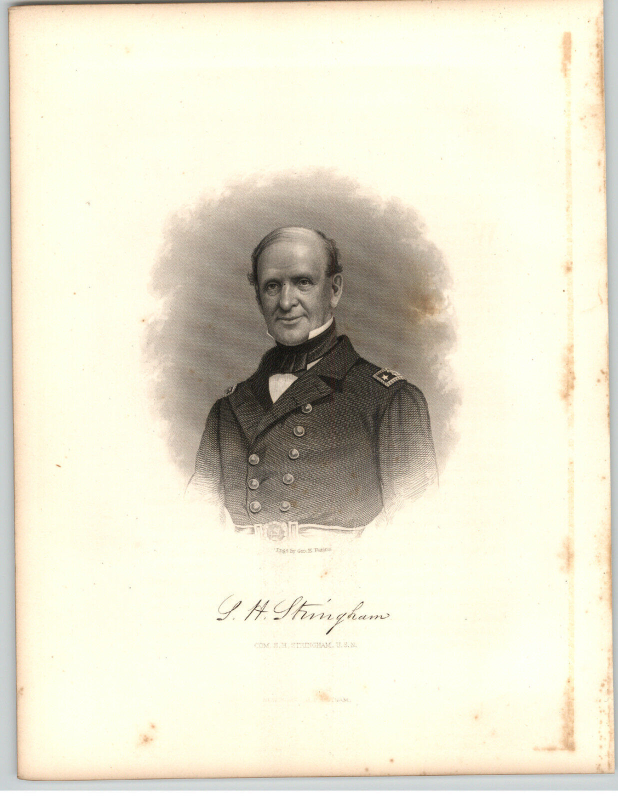 1861 Historical Steel Engravings 5 Pg Bio Silas Horton Stringham Rear Admiral NY