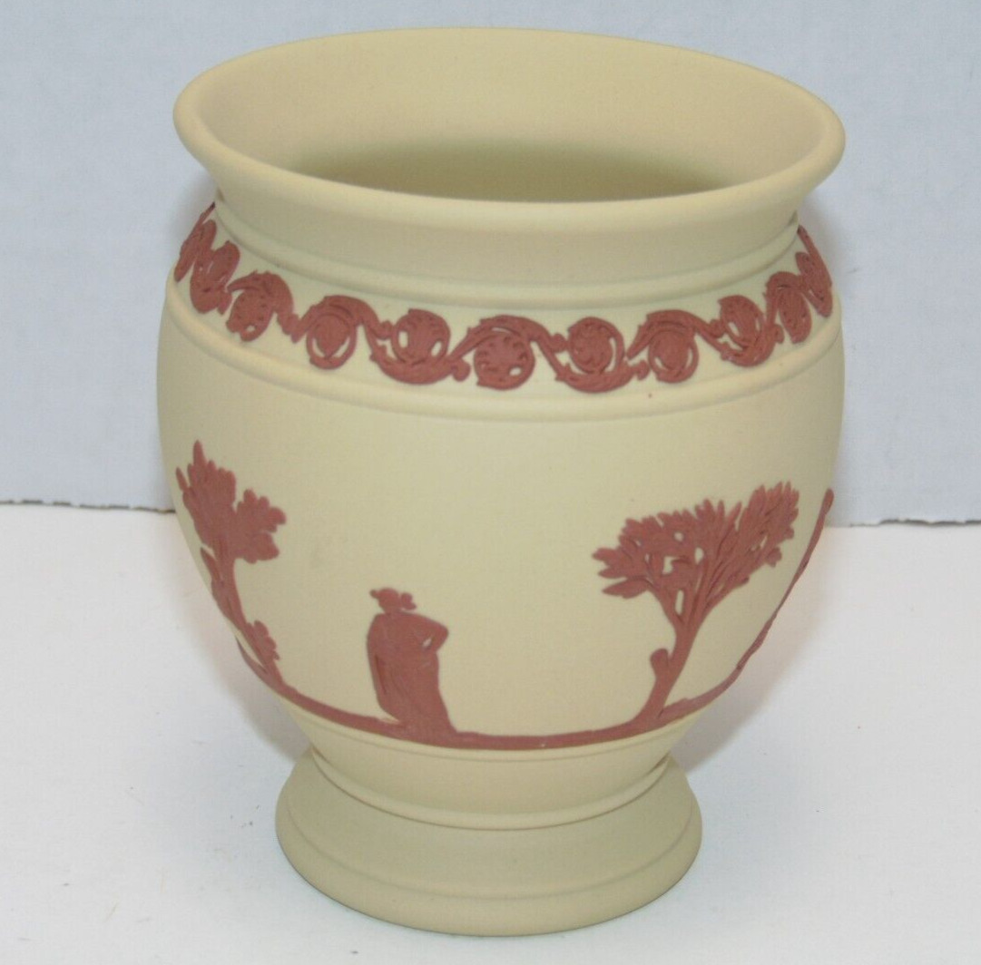 Rare Wedgwood Collectors Society Terracotta Primrose Cane Jasperware Vase