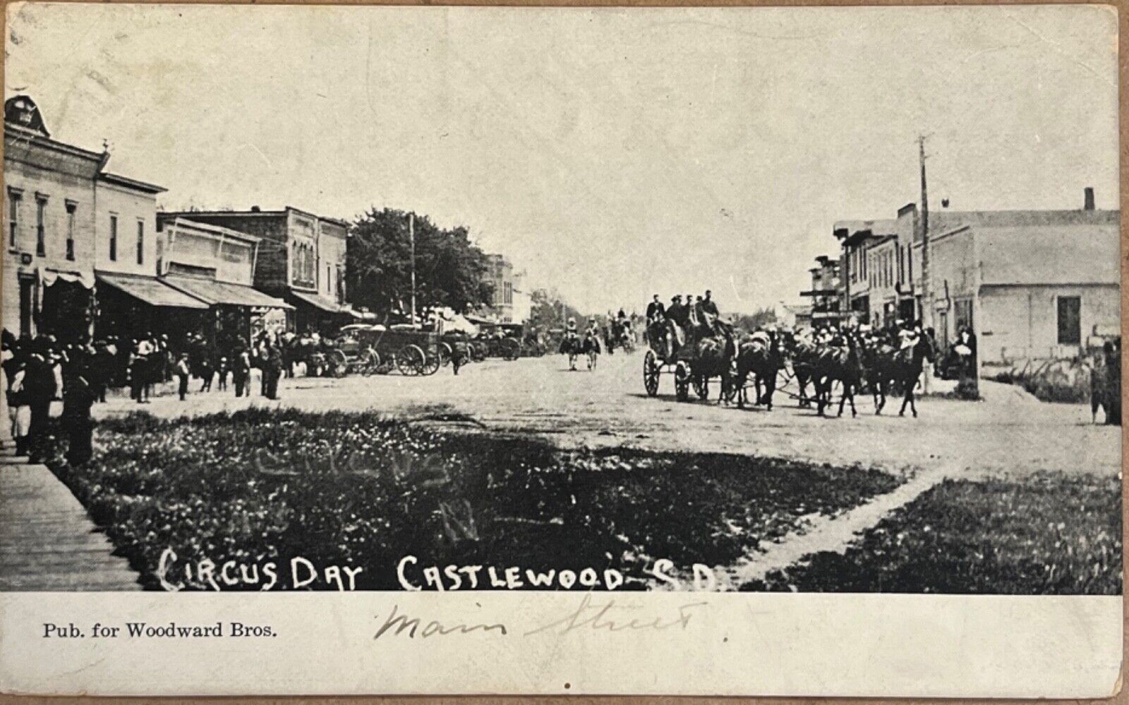 Castlewood SD Main Street Circus Parade South Dakota VTG Photo Postcard c1910