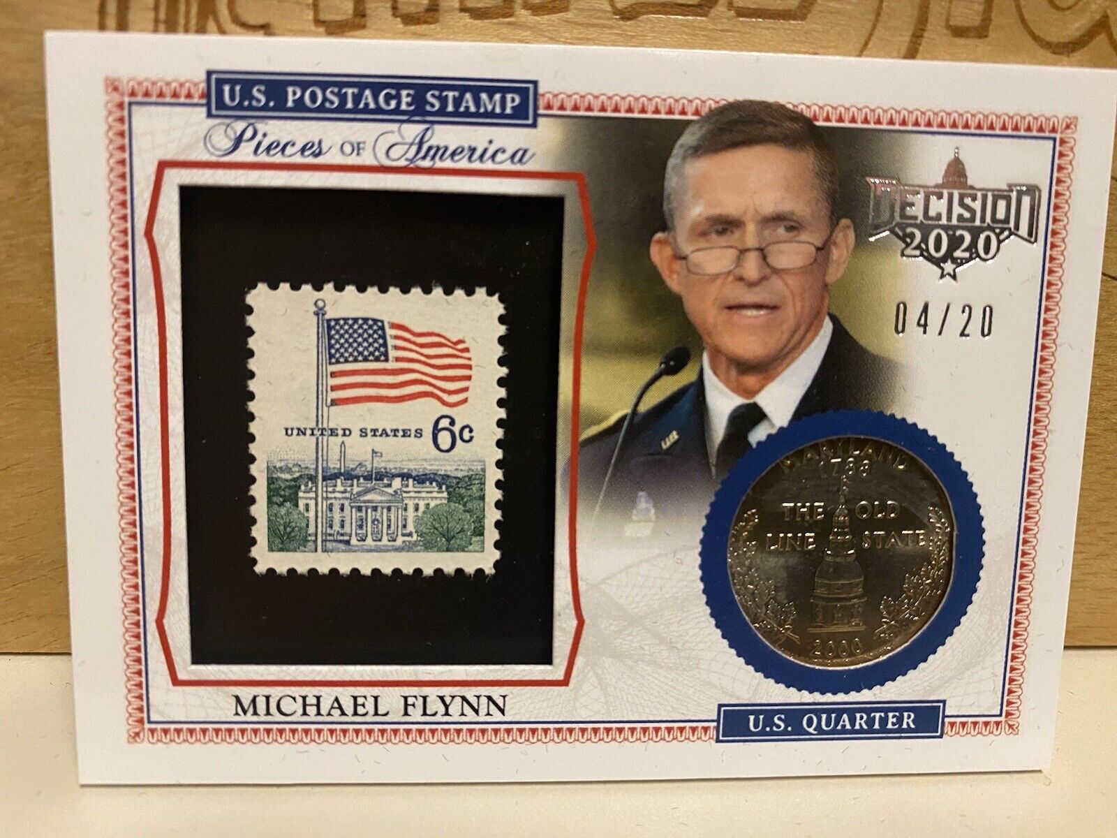 MICHAEL FLYNN 2020 DECISION POSTAGE STAMP & COIN 1/20 CARD - POA-47
