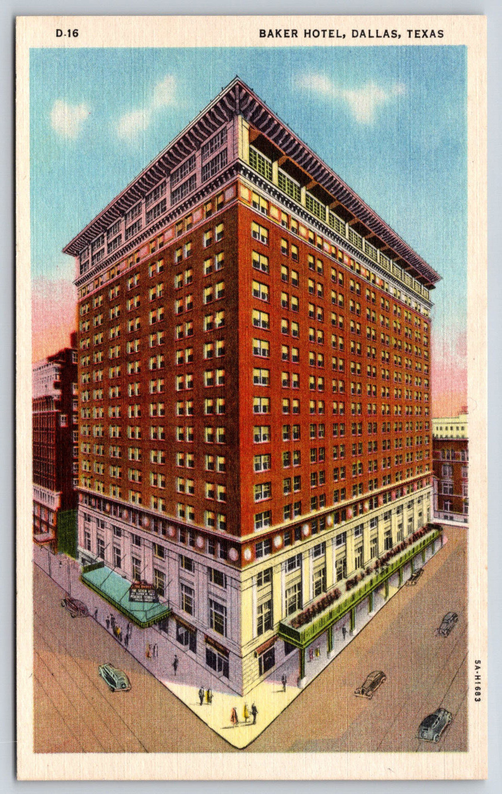 Dallas TX-Texas, Baker Hotel Building, Antique, Vintage Postcard